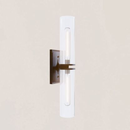 VASELAMPS - Dual-Layer Glass and Gold Metal Wall Sconce-VaseLamps