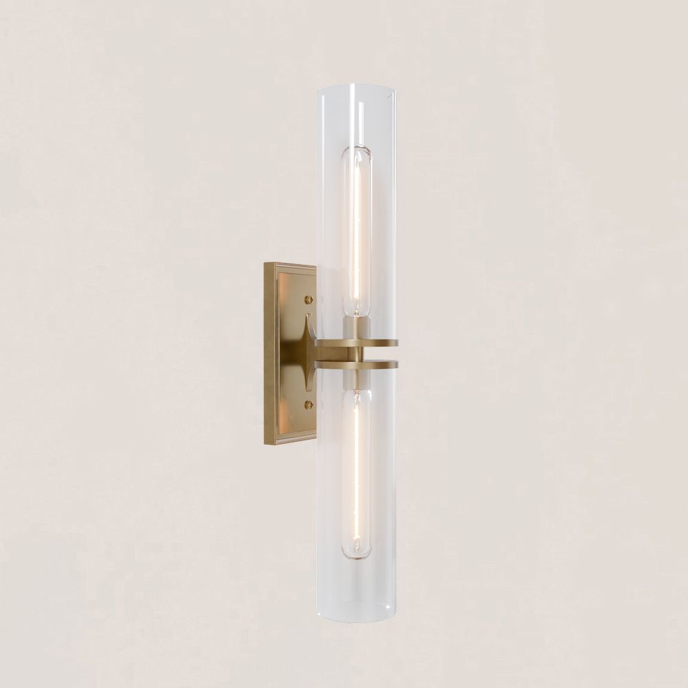 VASELAMPS - Dual-Layer Glass and Gold Metal Wall Sconce-VaseLamps