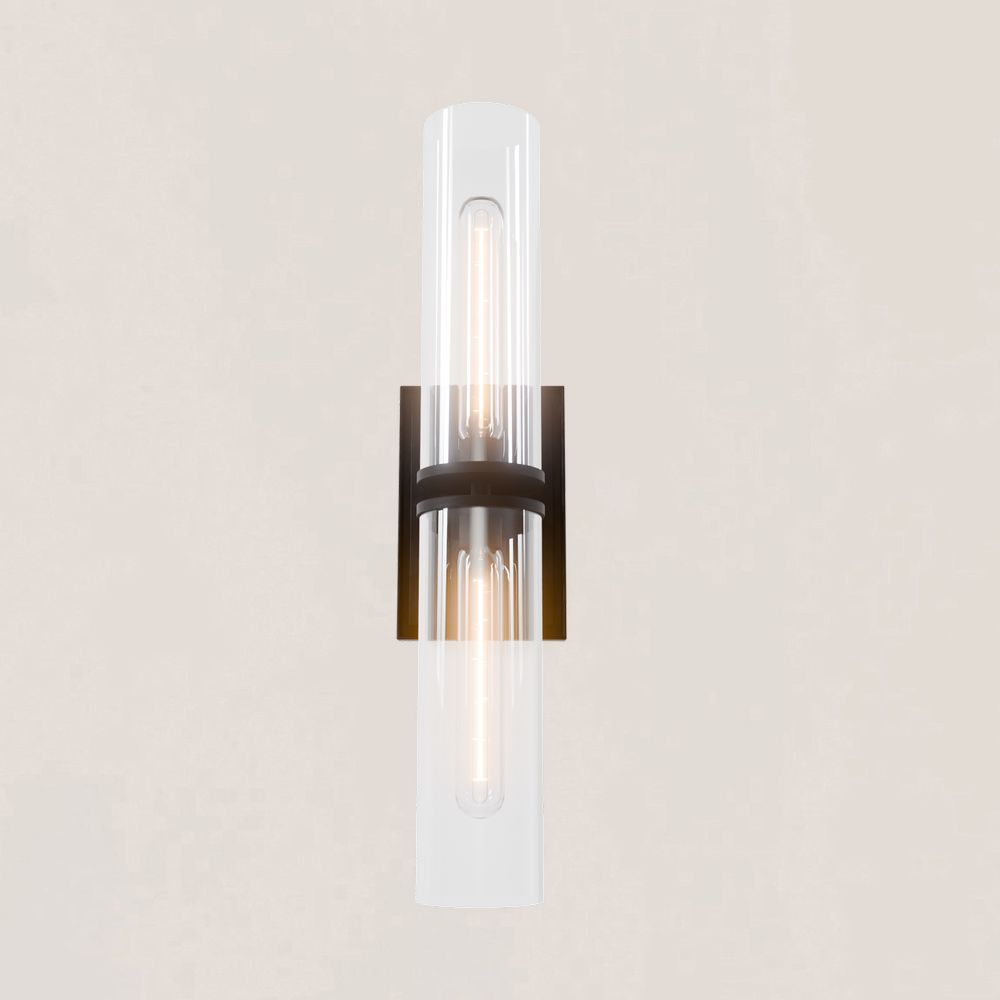 VASELAMPS - Dual-Layer Glass and Gold Metal Wall Sconce-VaseLamps