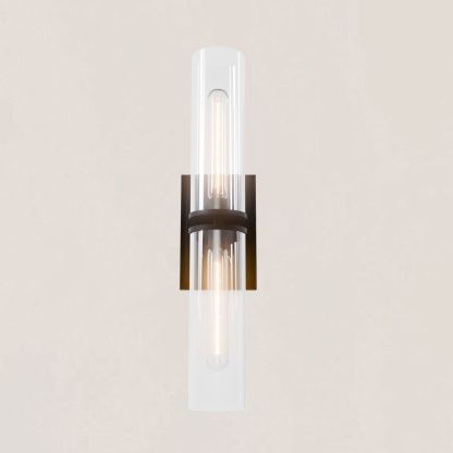 VASELAMPS - Dual-Layer Glass and Gold Metal Wall Sconce-VaseLamps