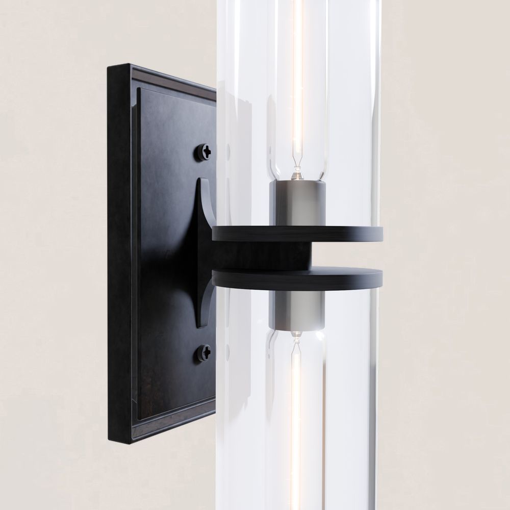 VASELAMPS - Dual-Layer Glass and Gold Metal Wall Sconce-VaseLamps