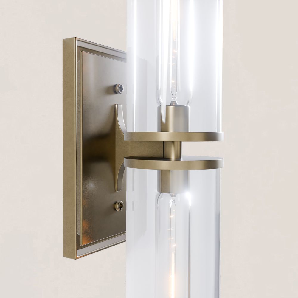 VASELAMPS - Dual-Layer Glass and Gold Metal Wall Sconce-VaseLamps