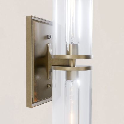 VASELAMPS - Dual-Layer Glass and Gold Metal Wall Sconce-VaseLamps