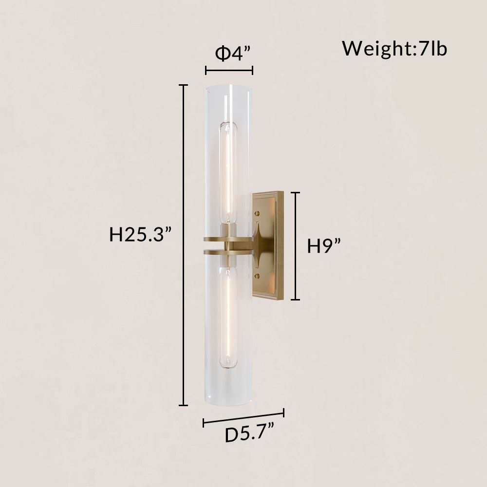 VASELAMPS - Dual-Layer Glass and Gold Metal Wall Sconce-VaseLamps