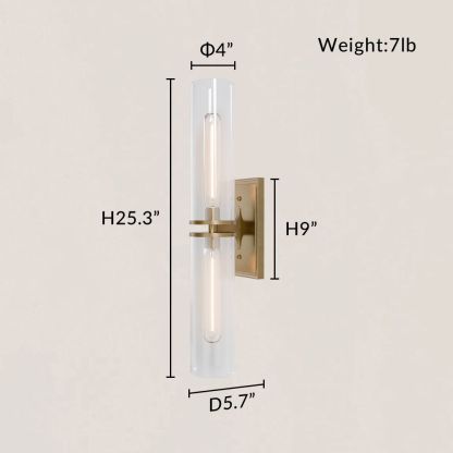 VASELAMPS - Dual-Layer Glass and Gold Metal Wall Sconce-VaseLamps
