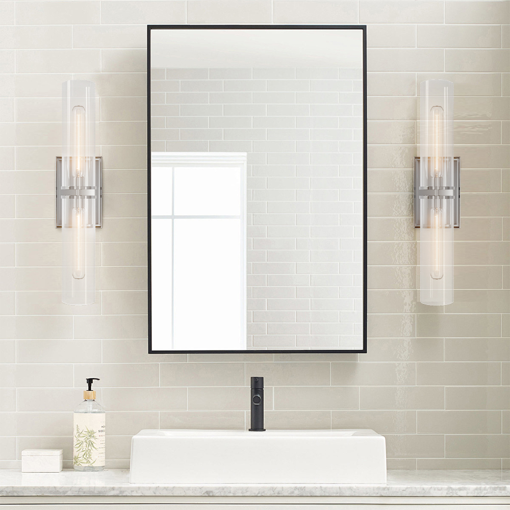 VASELAMPS - Dual-Layer Glass and Gold Metal Wall Sconce-VaseLamps