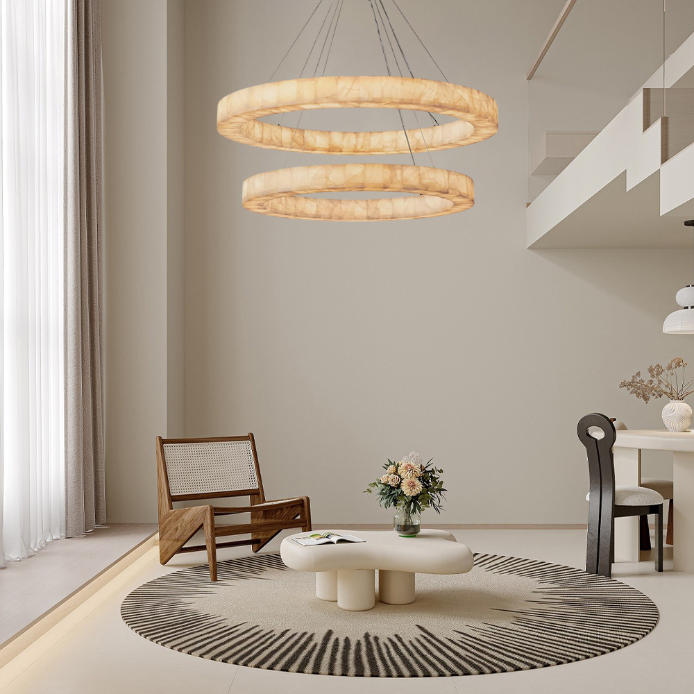 Rivage 2-tier Round Calcite Chandelier 60"-VaseLamps