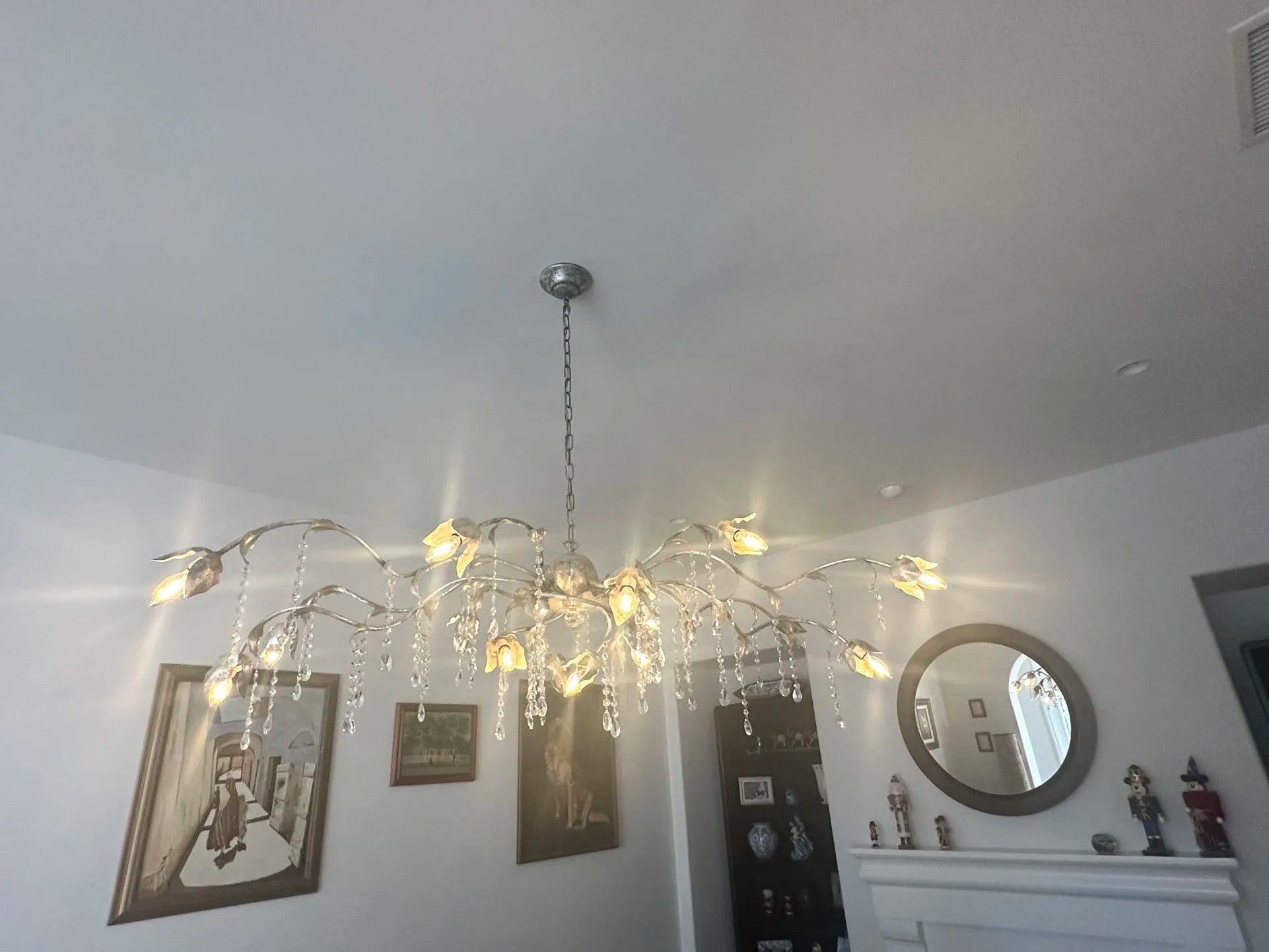 Gothic Viticci Rectangular Chandelier 52 " 61" 71"- Silver-VaseLamps