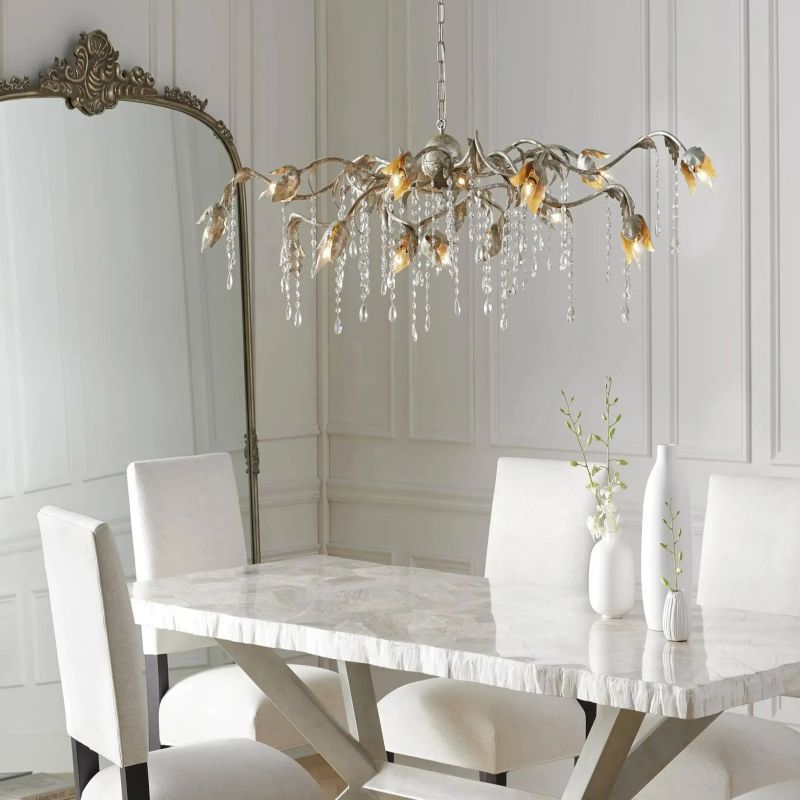 Gothic Viticci Rectangular Chandelier 52 " 61" 71"- Silver-VaseLamps
