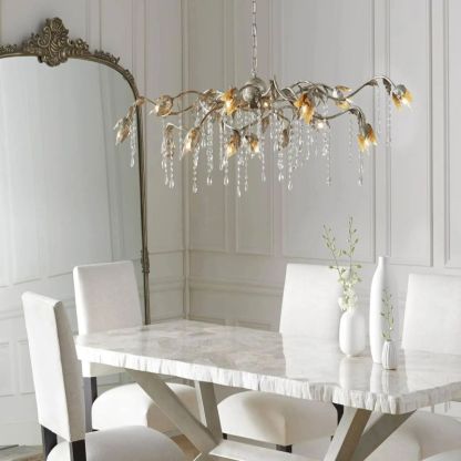 Gothic Viticci Rectangular Chandelier 52 " 61" 71"- Silver-VaseLamps