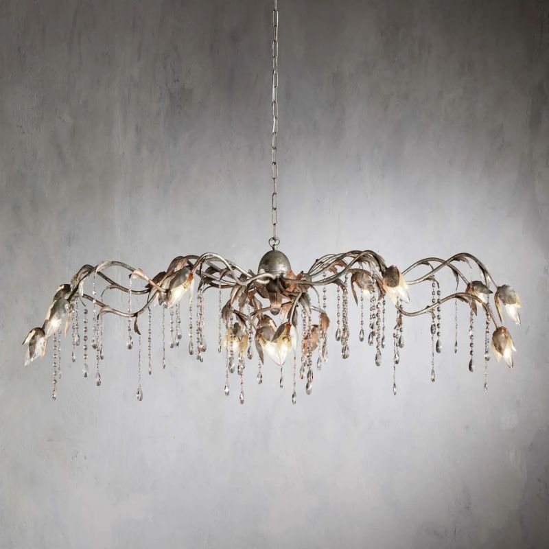 Gothic Viticci Rectangular Chandelier 52 " 61" 71"- Silver-VaseLamps