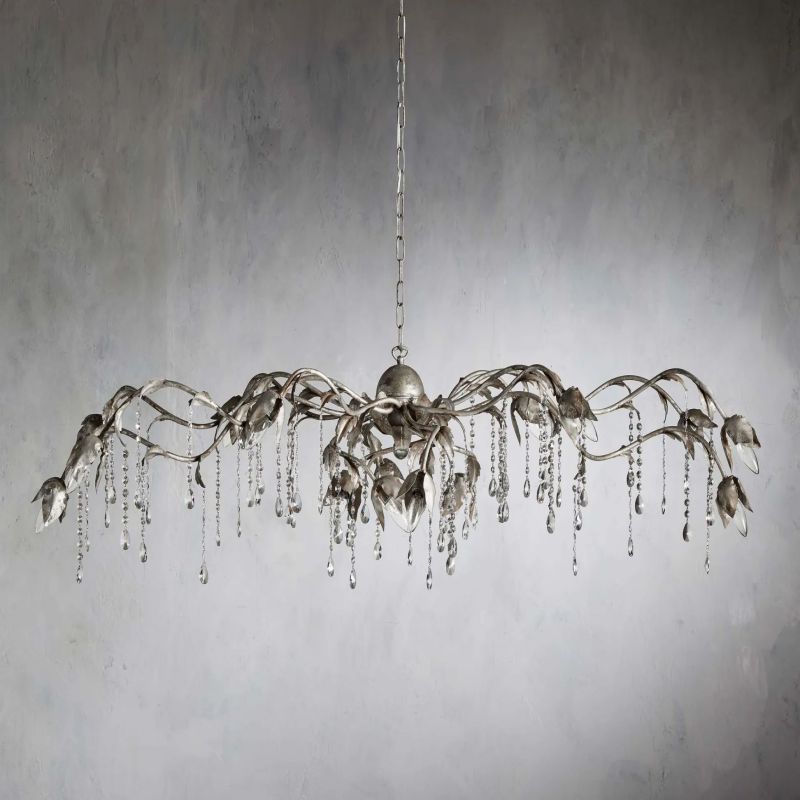 Gothic Viticci Rectangular Chandelier 52 " 61" 71"- Silver-VaseLamps
