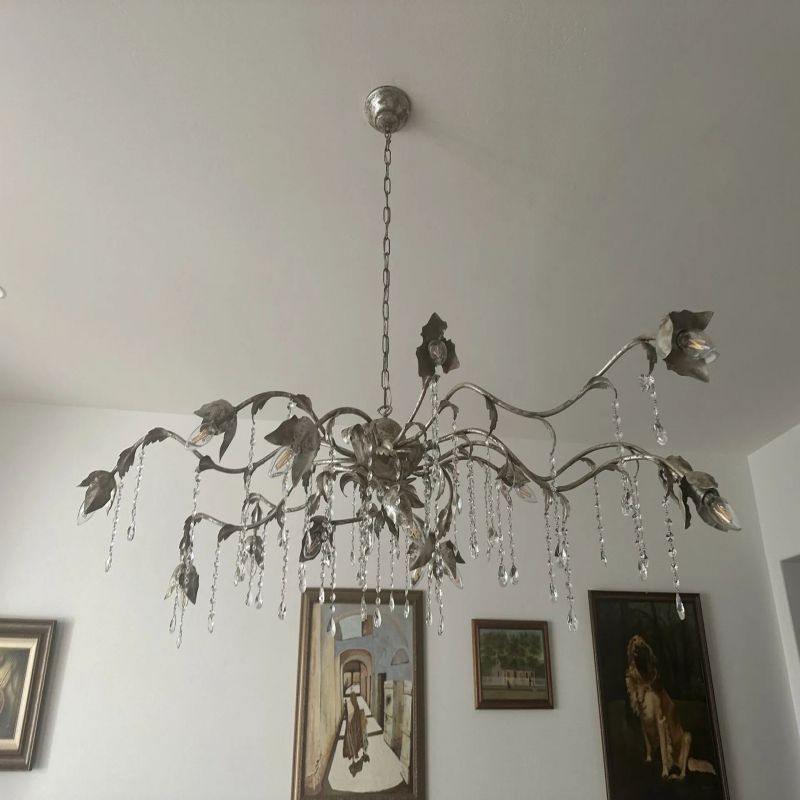 Gothic Viticci Rectangular Chandelier 52 " 61" 71"- Silver-VaseLamps