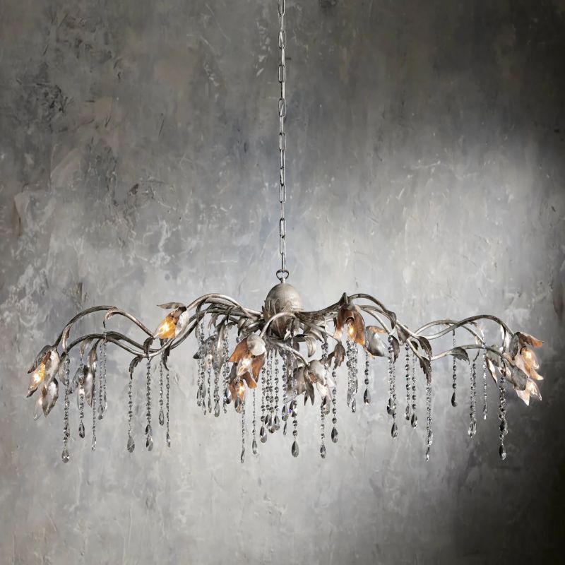 Gothic Viticci Rectangular Chandelier 52 " 61" 71"- Silver-VaseLamps