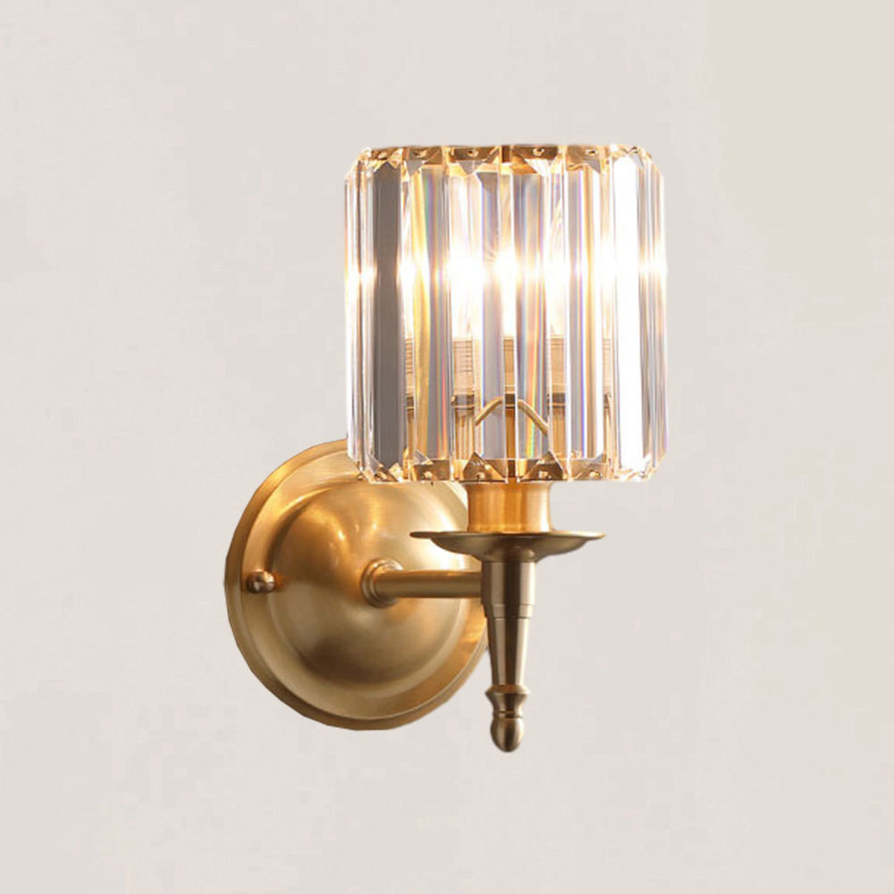 VASELAMPS - Vintage Luxury Cylinder Crystal Wall Sconce-VaseLamps
