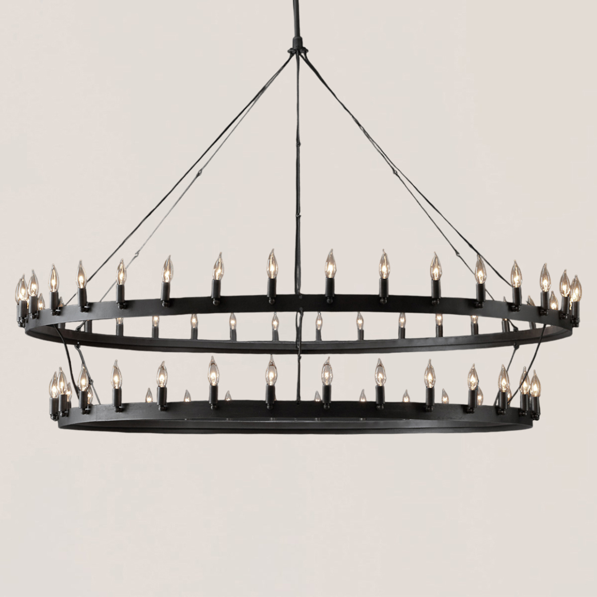 Camino Vintage Candelabra 2-Tier Black Chandelier-VaseLamps