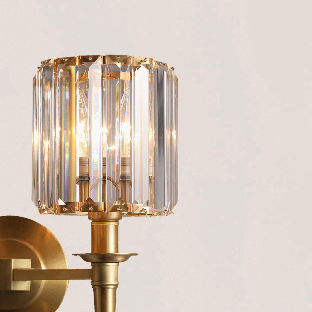 VASELAMPS - Vintage Luxury Cylinder Crystal Wall Sconce-VaseLamps