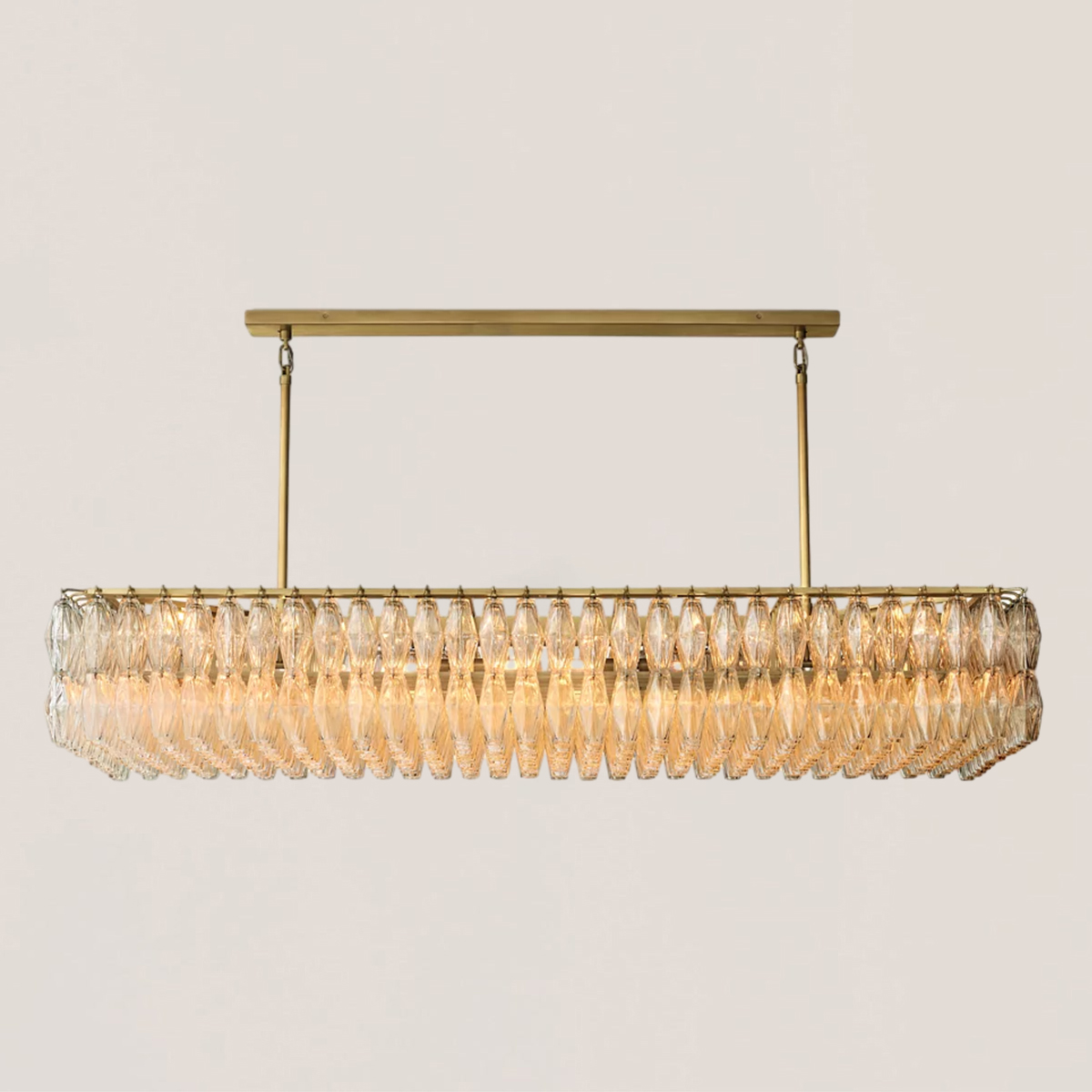 VASELAMPS - Clear/Smoke Glass Rectangular Chandelier 54''/74"