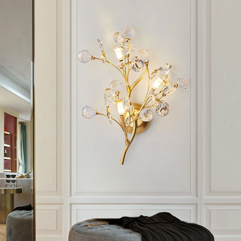 VASELAMPS - Modern Luxury Branches Clear Crystal Wall Sconce-VaseLamps