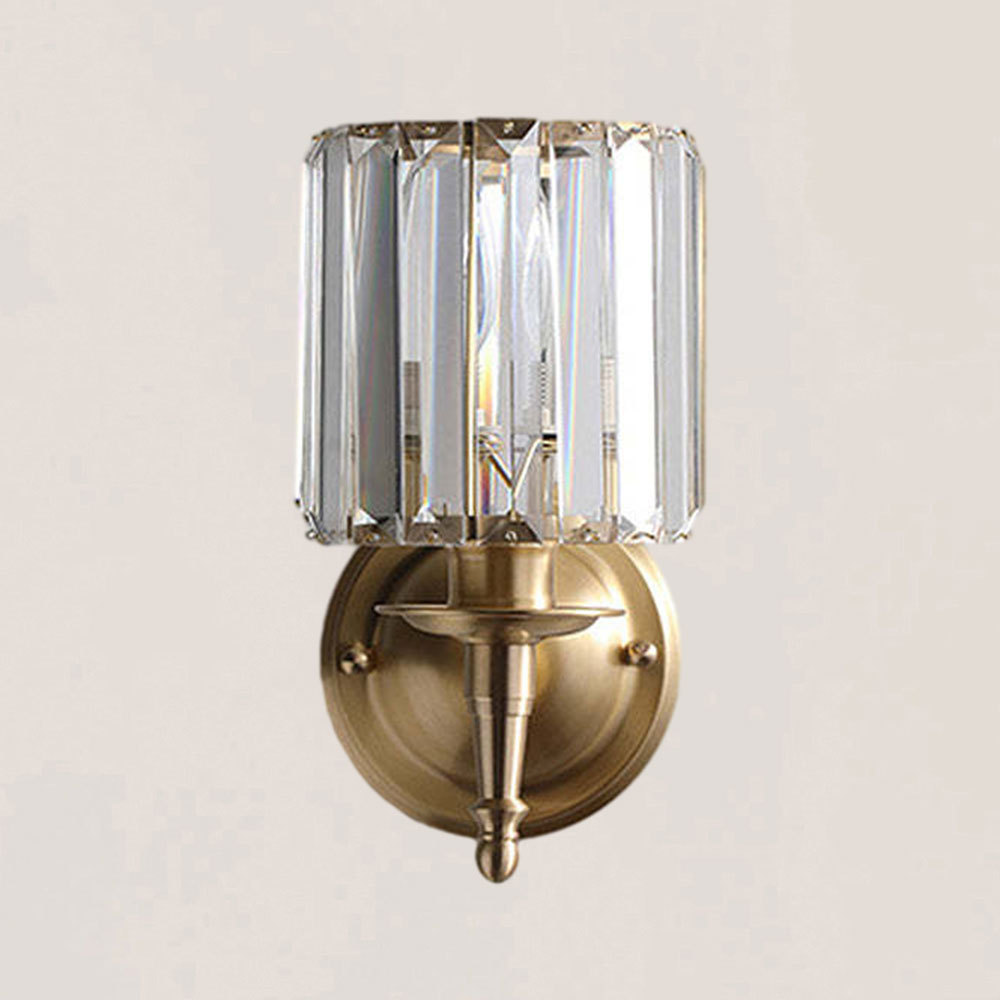 VASELAMPS - Vintage Luxury Cylinder Crystal Wall Sconce-VaseLamps