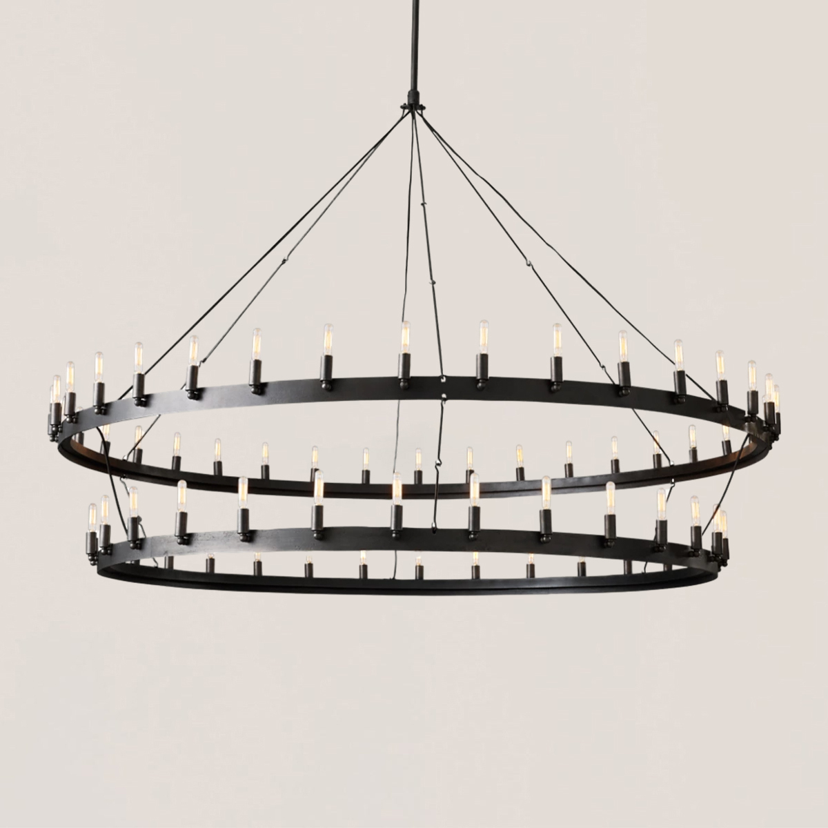 Camino Vintage Filament 2-tier Black Chandelier-VaseLamps