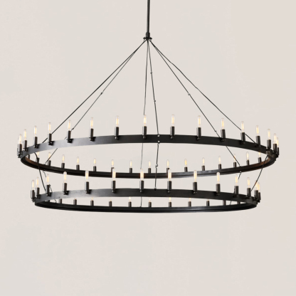 Camino Vintage Filament 2-tier Black Chandelier-VaseLamps