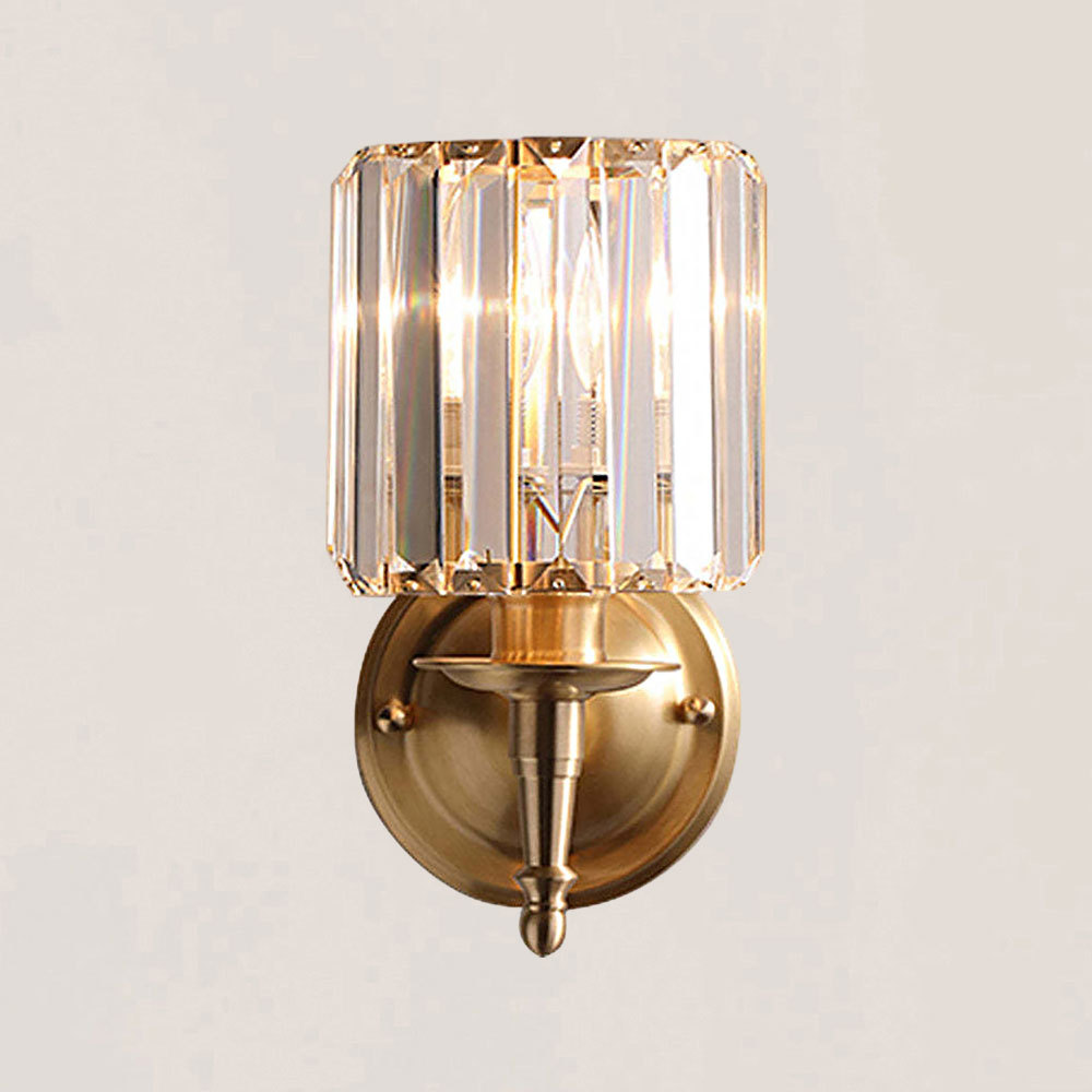 VASELAMPS - Vintage Luxury Cylinder Crystal Wall Sconce-VaseLamps