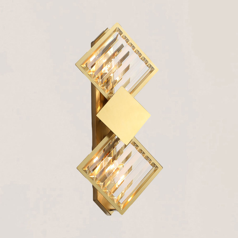 VASELAMPS - Modern Rhombus Crystal Gold Plated Wall Sconce-VaseLamps