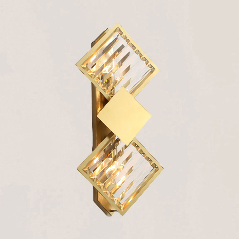 VASELAMPS - Modern Rhombus Crystal Gold Plated Wall Sconce-VaseLamps