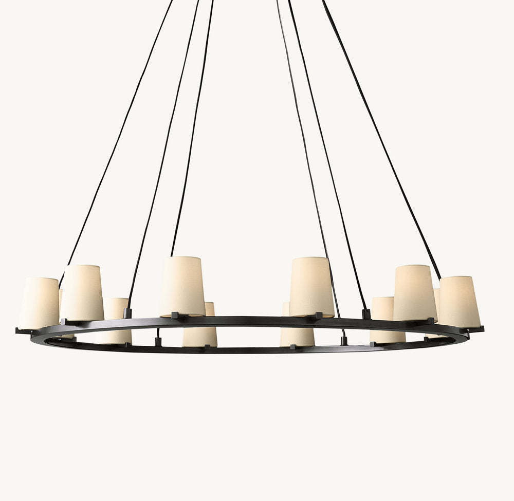 Pauillac Fabric Shade Round Chandelier 48"-VaseLamps
