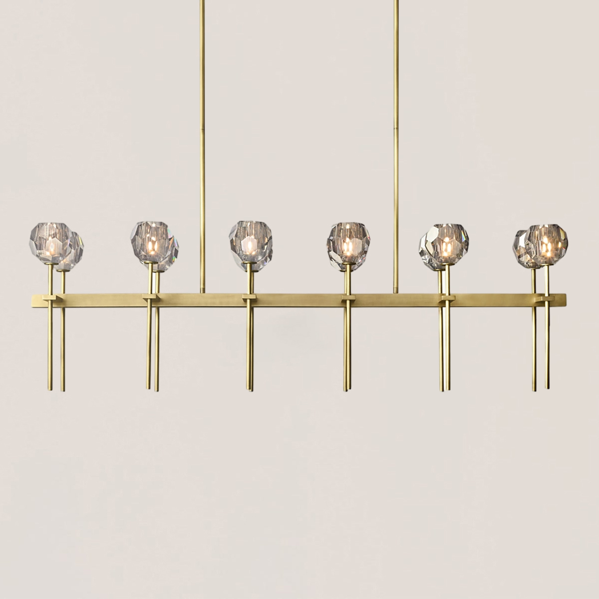 Boule De Crystal Smoke Double Linear Chandelier 60"-VaseLamps