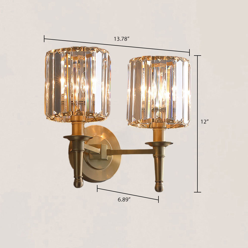 VASELAMPS - Vintage Luxury Cylinder Crystal Wall Sconce-VaseLamps