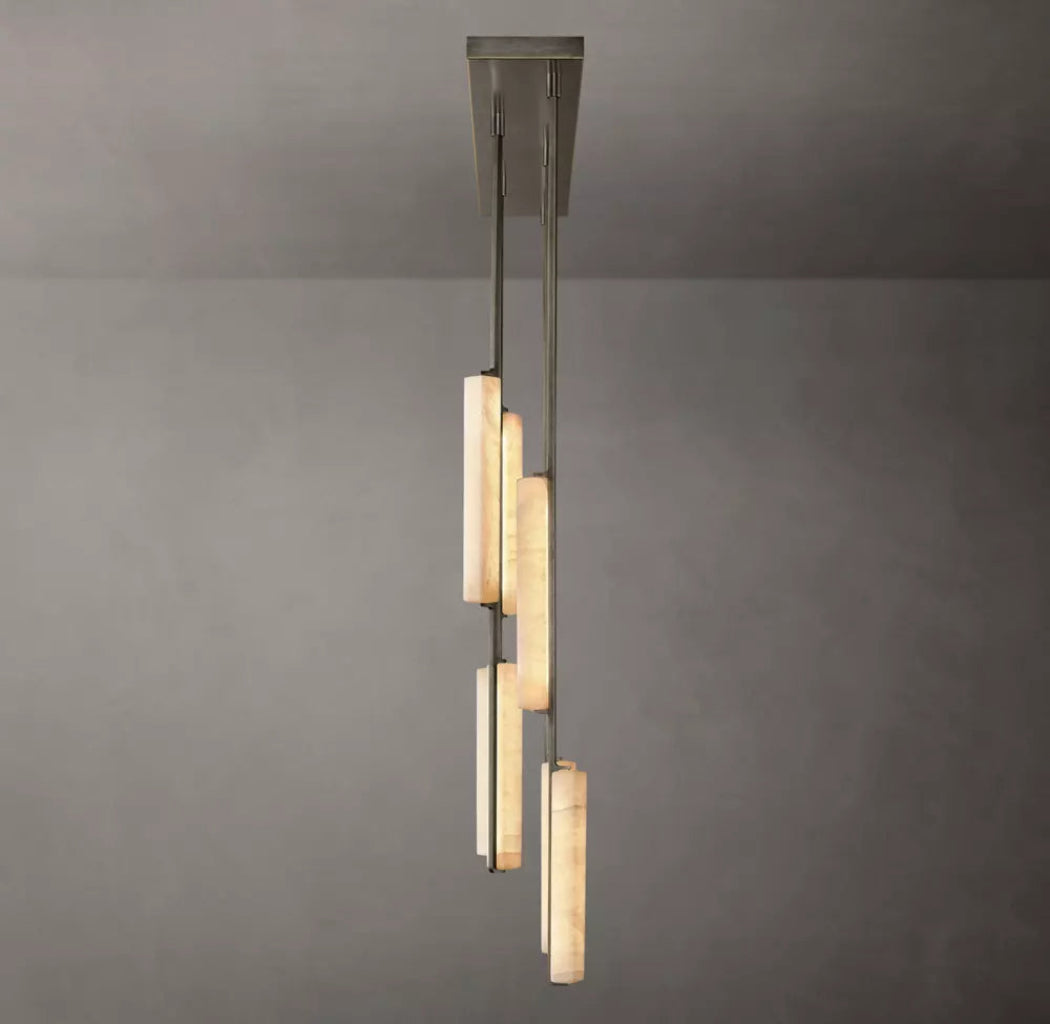 Audubon Modern Short Alabaster Linear Chandelier 54"