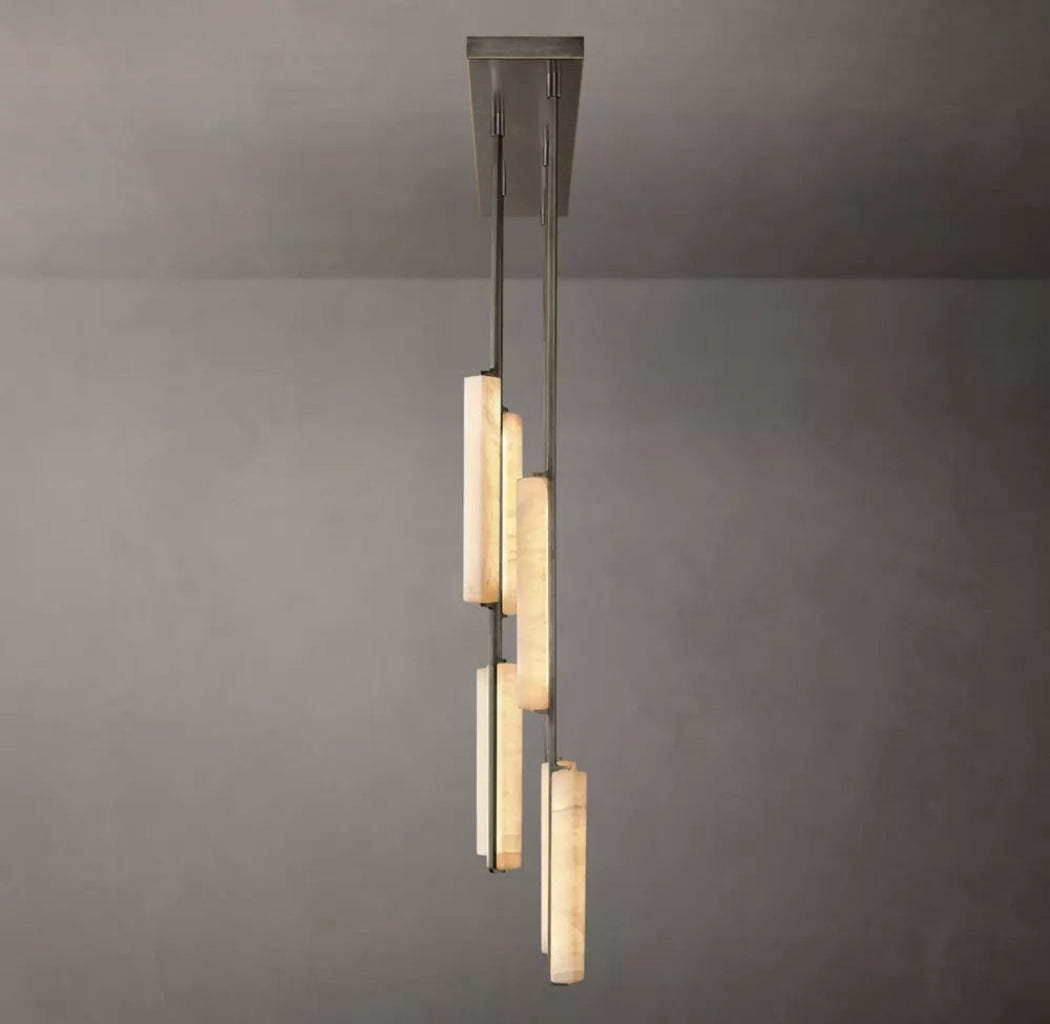 Audubon Modern Short Alabaster Linear Chandelier 54"