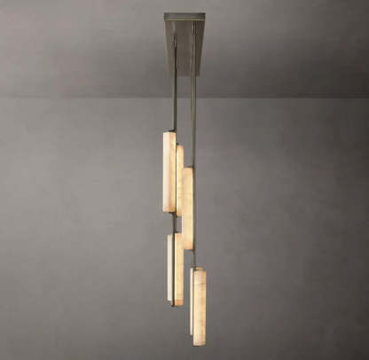 Audubon Modern Short Alabaster Linear Chandelier 54"