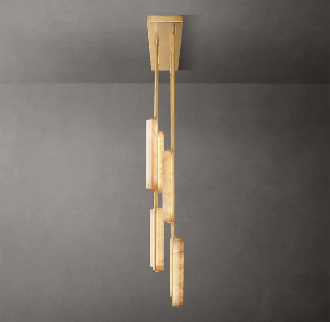 Audubon Modern Short Alabaster Linear Chandelier 54"