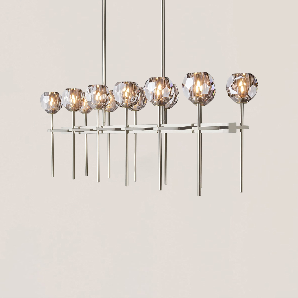 Boule De Crystal Smoke Double Linear Chandelier 60"-VaseLamps