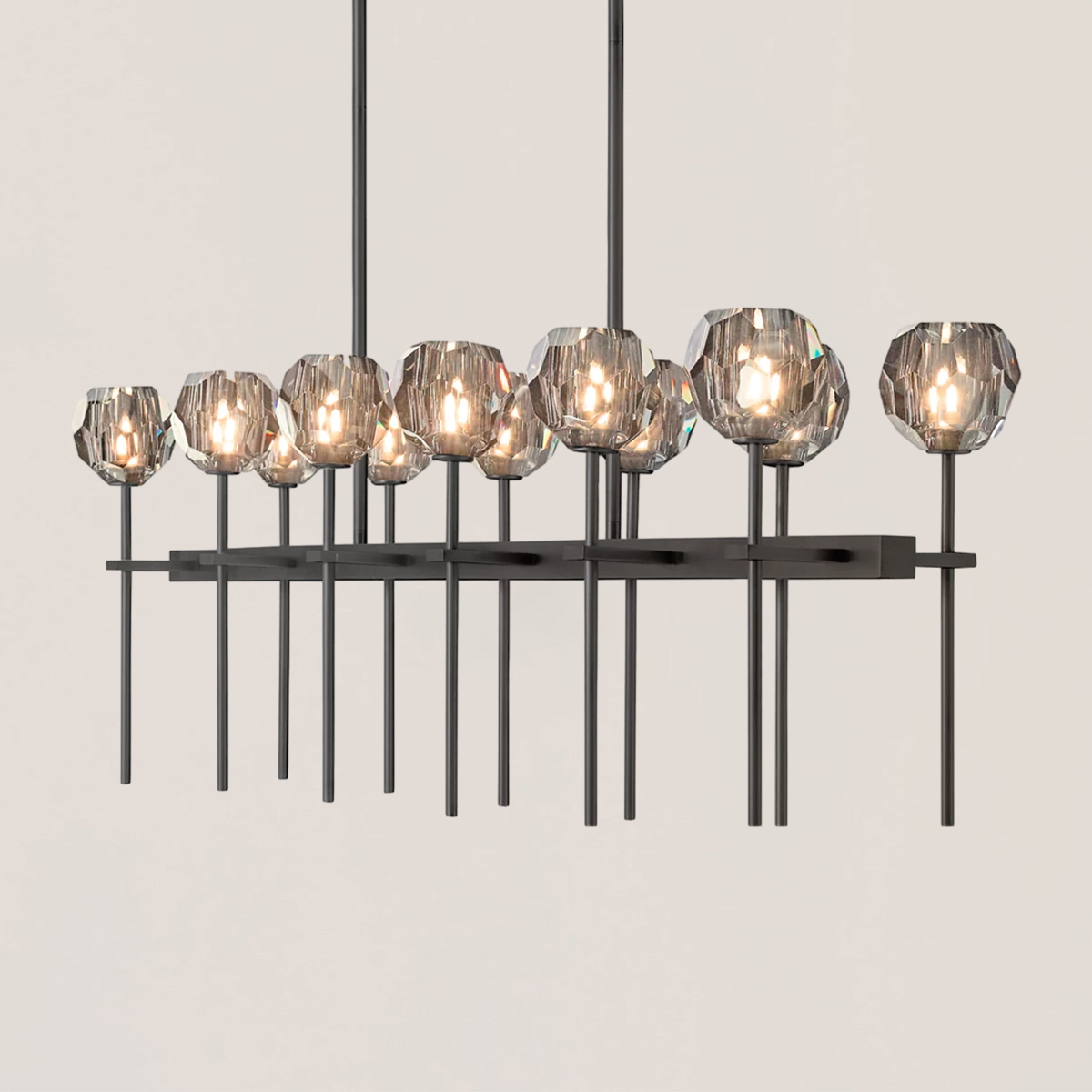 Boule De Crystal Smoke Double Linear Chandelier 60"-VaseLamps
