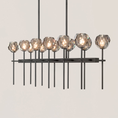 Boule De Crystal Smoke Double Linear Chandelier 60"-VaseLamps