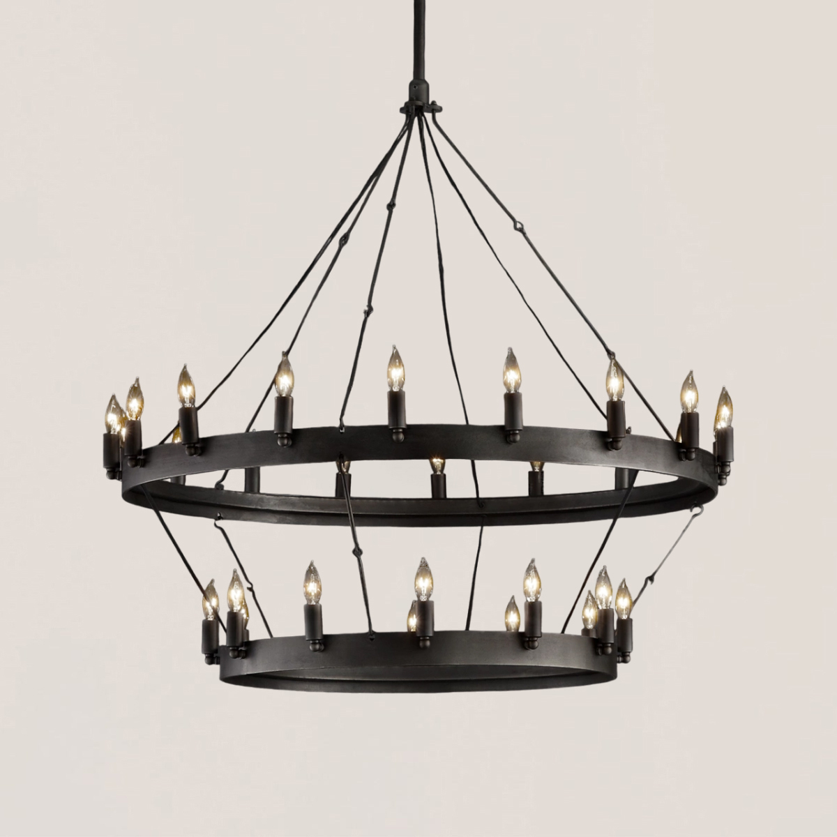 Camino Vintage Candelabra 2-Tier Black Chandelier-VaseLamps
