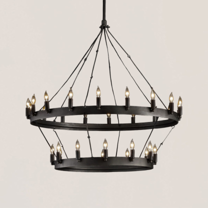 Camino Vintage Candelabra 2-Tier Black Chandelier-VaseLamps