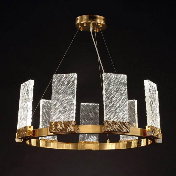 Round Tiered LED Glass Crystal Chandelier-VaseLamps