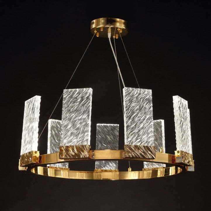 Round Tiered LED Glass Crystal Chandelier-VaseLamps