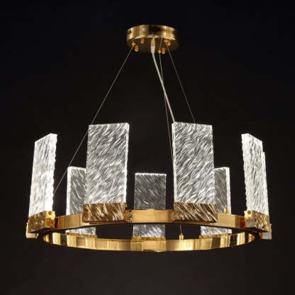 Round Tiered LED Glass Crystal Chandelier-VaseLamps
