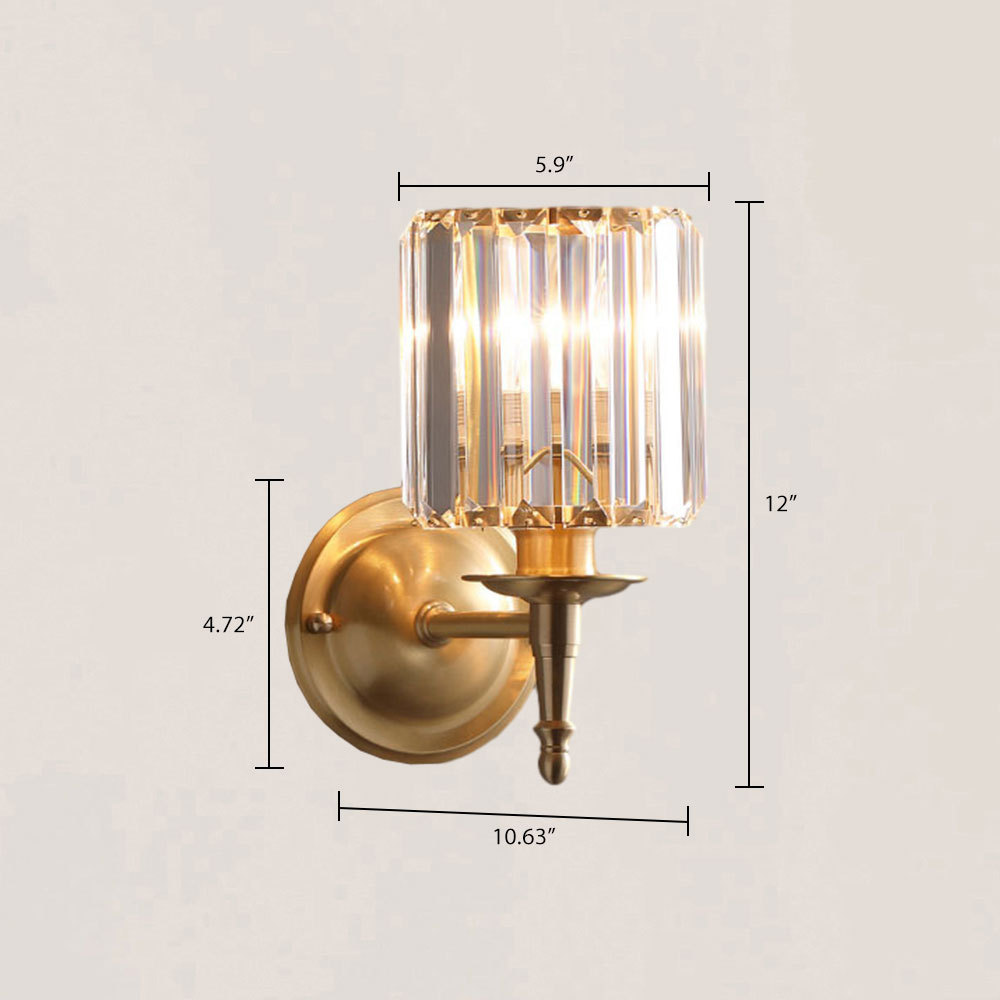 VASELAMPS - Vintage Luxury Cylinder Crystal Wall Sconce-VaseLamps