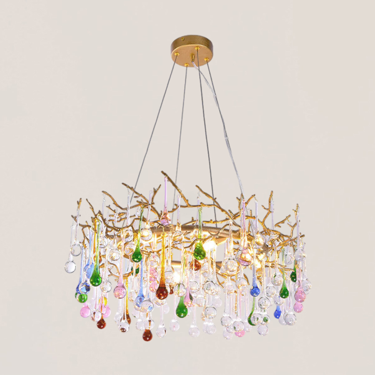 VASELAMPS - Colorful Glass Raindrop Branch Chandelier-VaseLamps