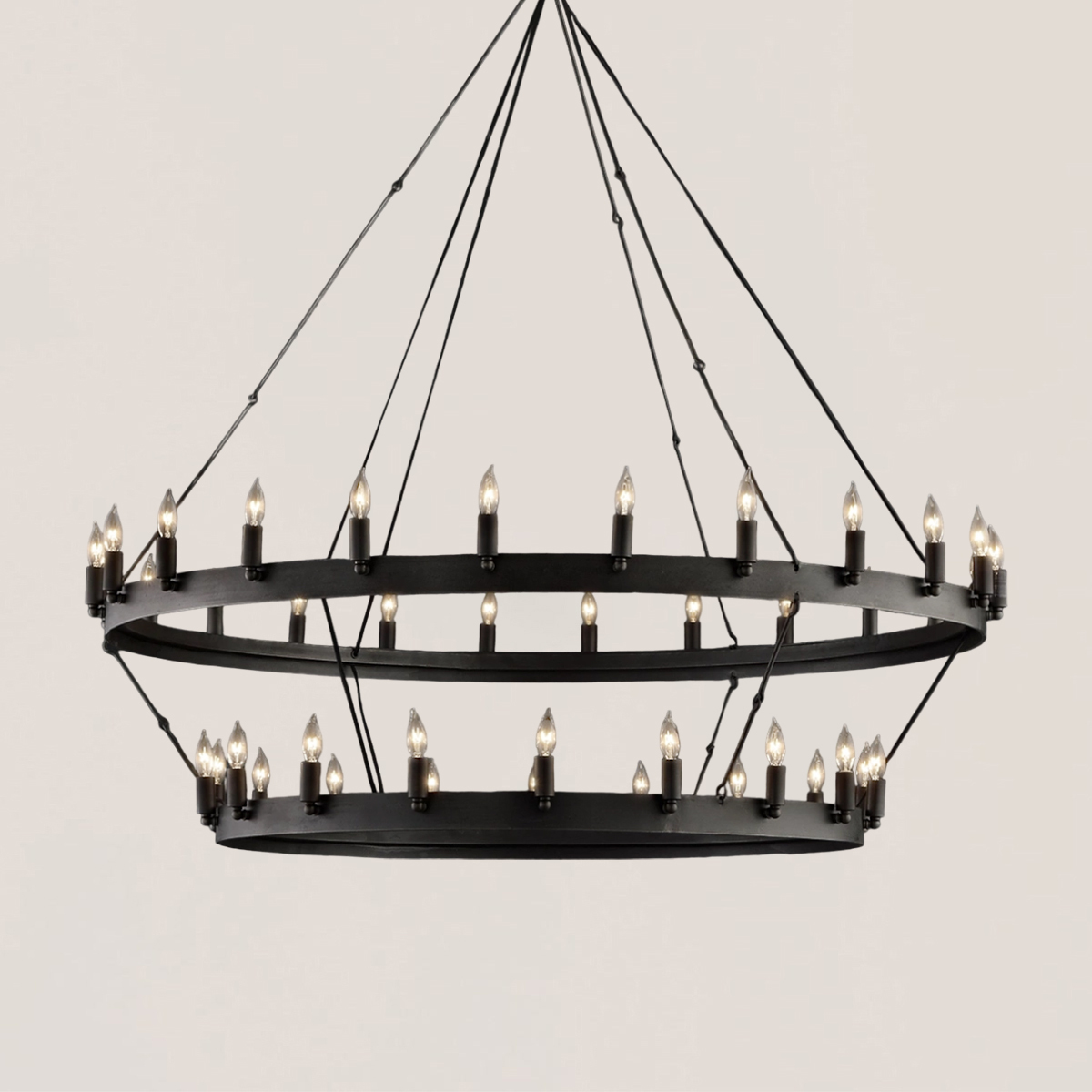 Camino Vintage Candelabra 2-Tier Black Chandelier-VaseLamps