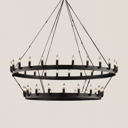 Camino Vintage Candelabra 2-Tier Black Chandelier-VaseLamps