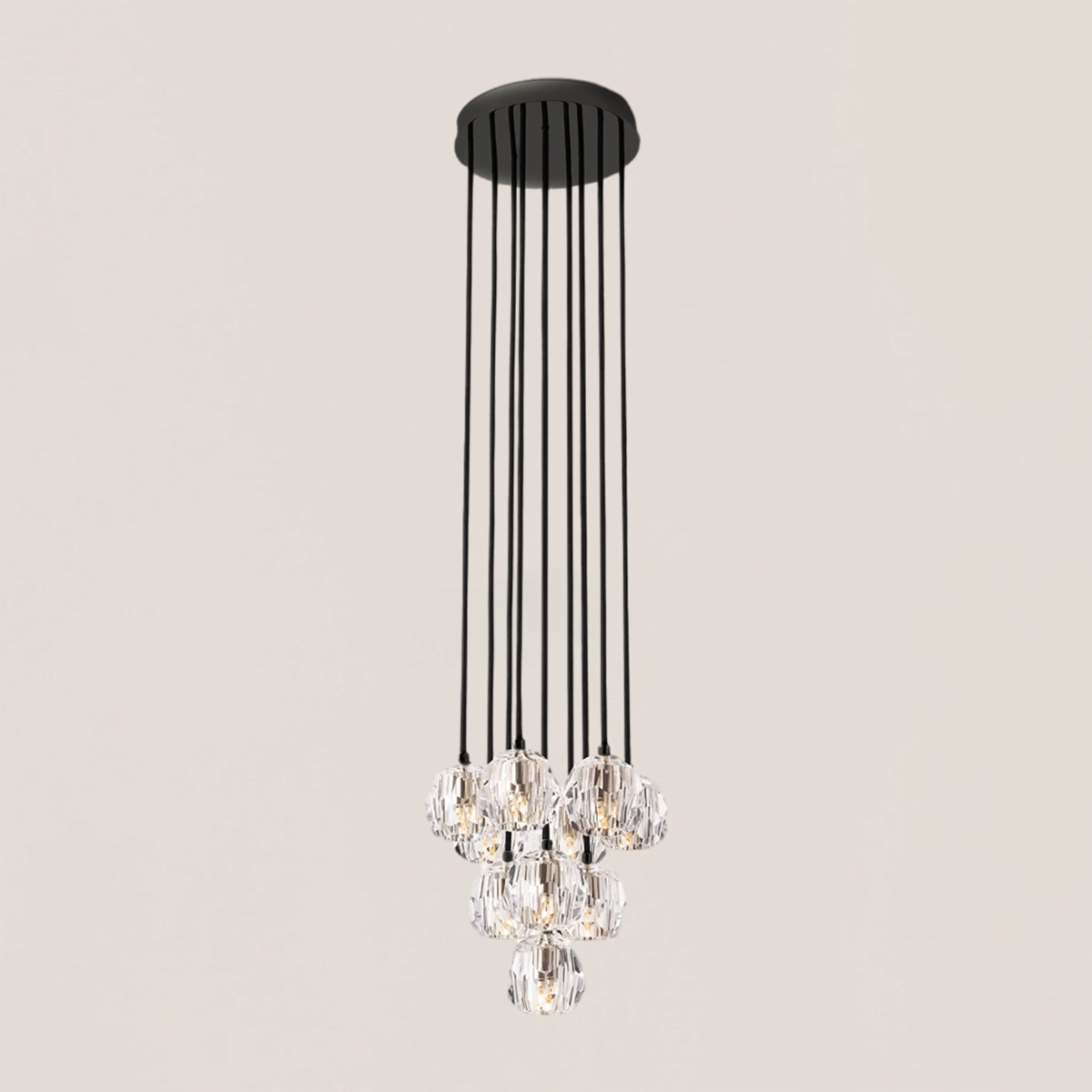 Boule De Crystal Clear Round Cluster Chandelier-VaseLamps