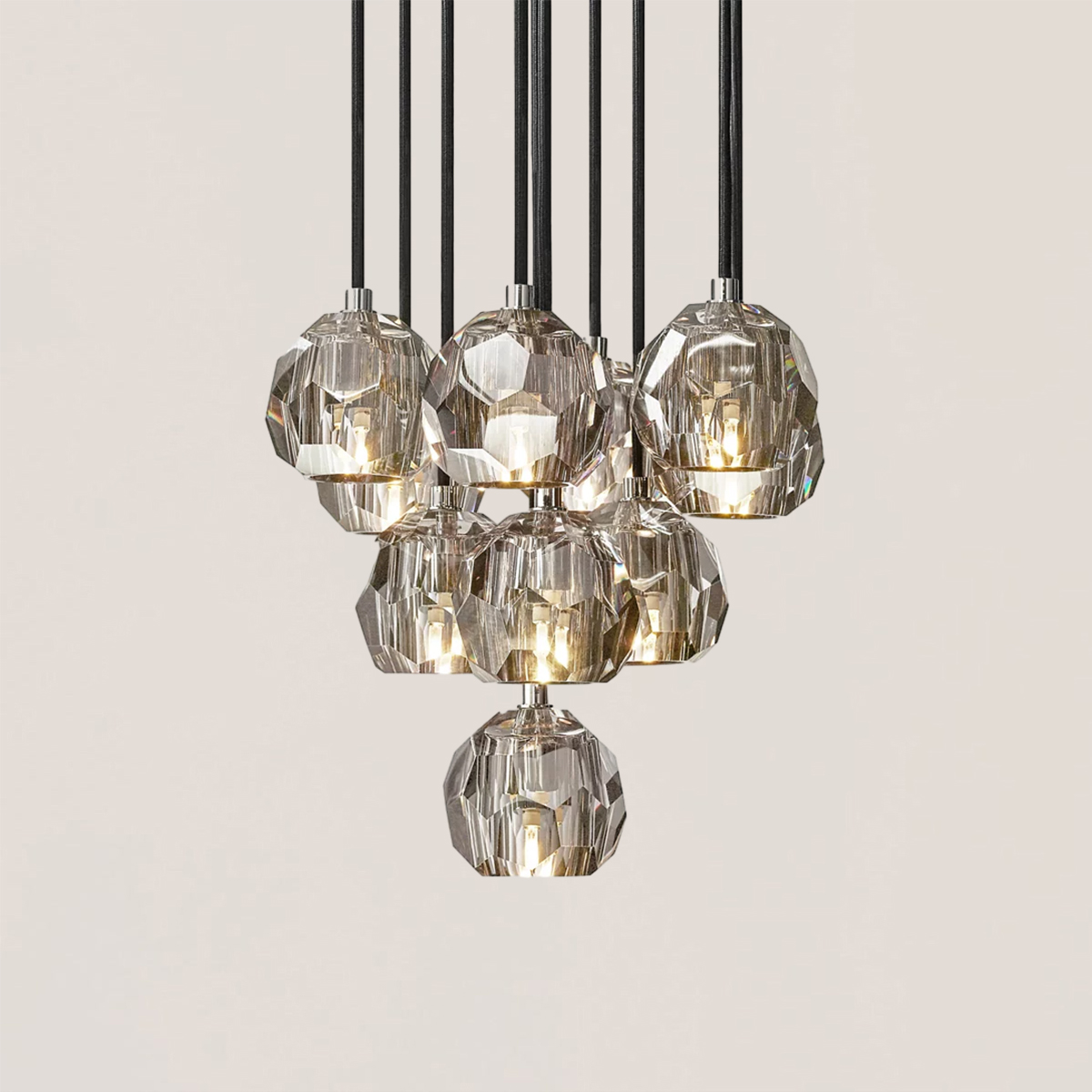 Boule De Crystal Round Cluster Chandelier-VaseLamps
